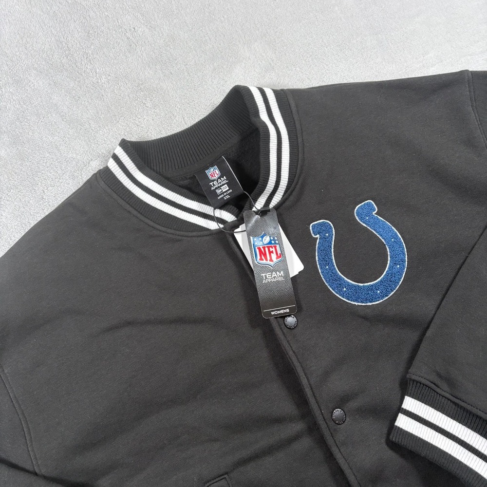 Indianapolis Colts Bomber Jacket Women 2XL Black New Era Football NFL Athleisure